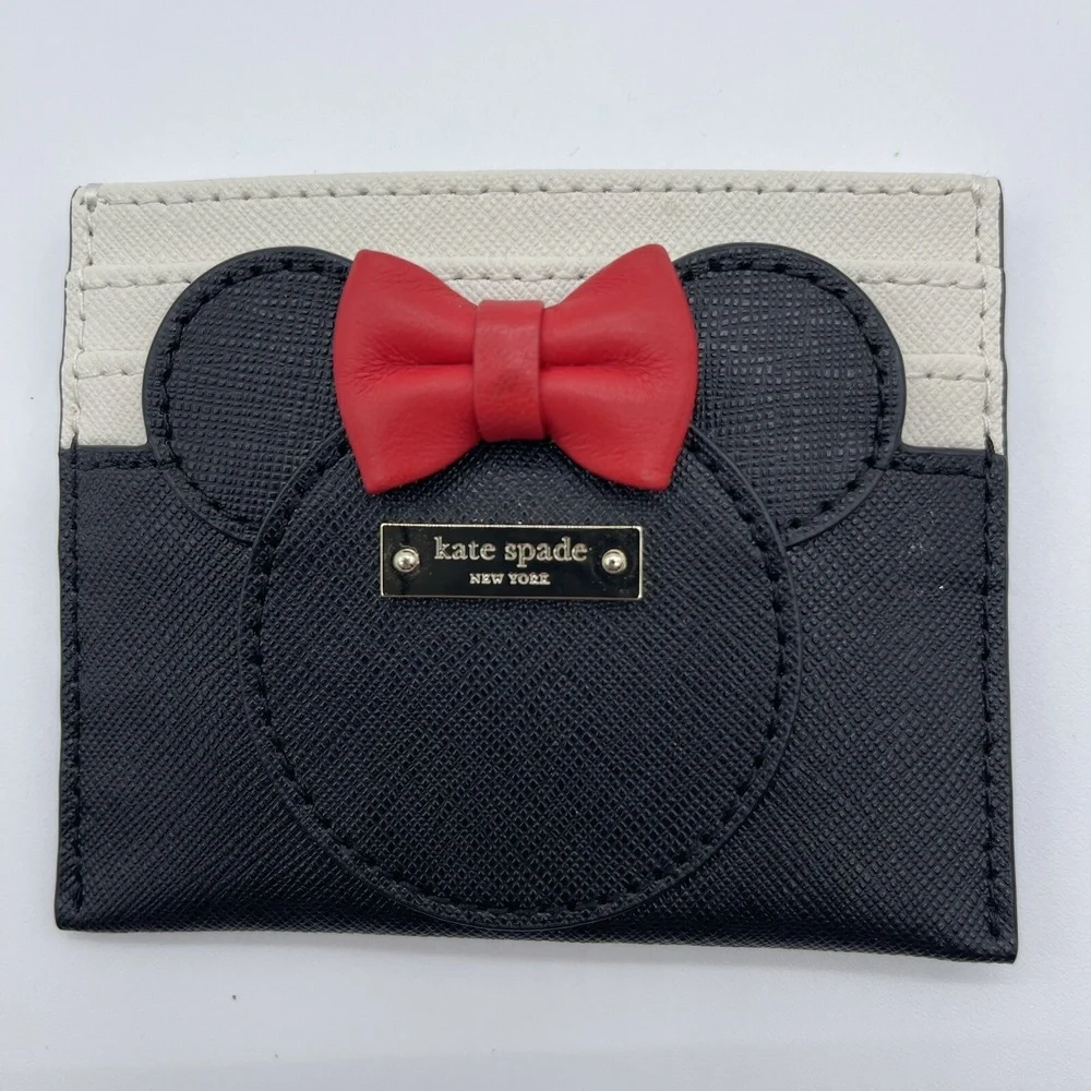 KATE SPADE x DISNEY Minnie‎ Mouse Small Wallet Card Case Holder Black/White/Red
